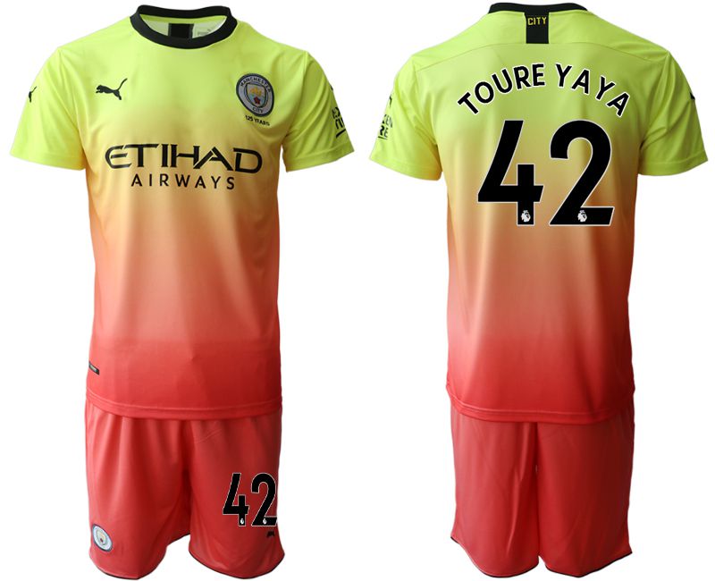 Men 2019-2020 club Manchester City away #42 yellow Soccer Jerseys->ac milan jersey->Soccer Club Jersey